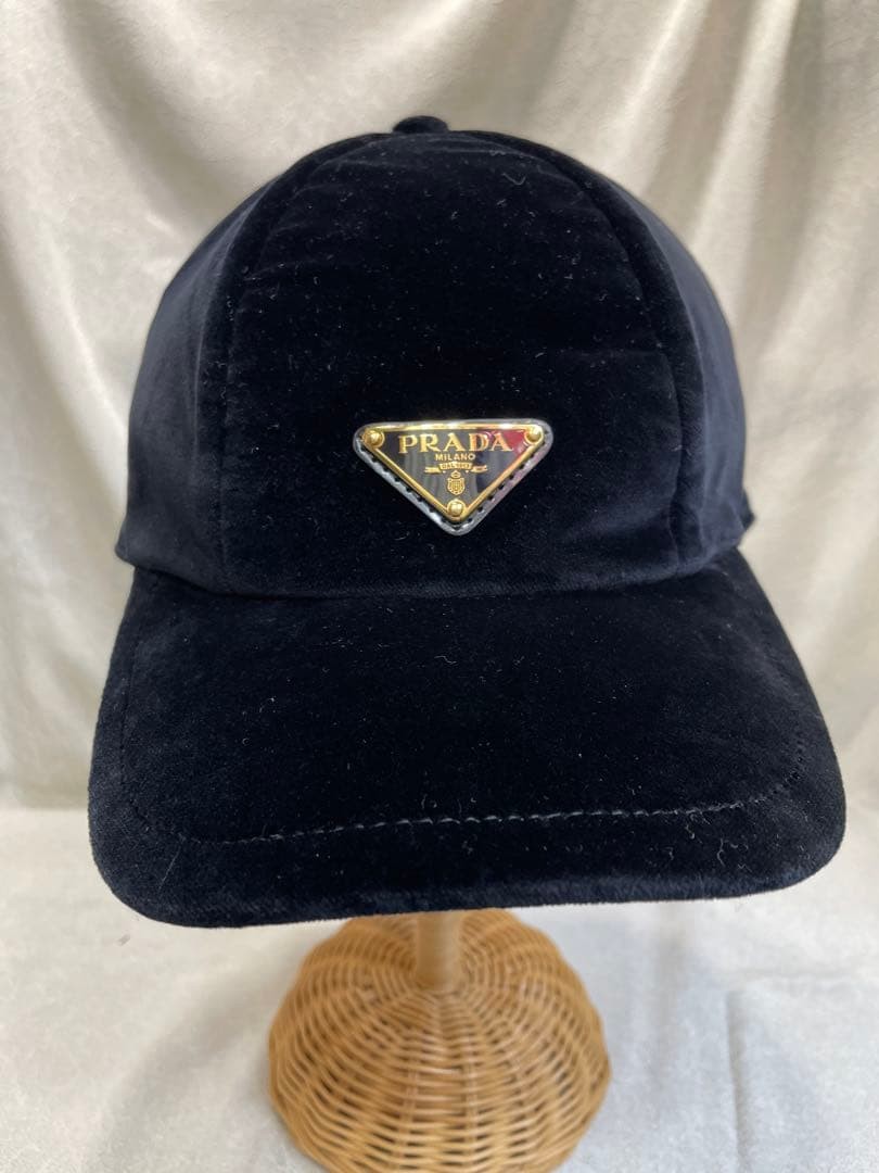 PRADA ベロアキャップ L 黒 PRADA Cap L Black Velvet Prada Hat Baseball Cap | eBay