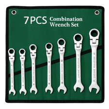 7PCS Flexible Ratchet Spanner Set, 180° Flex-Head, Metric 6–17mm, 72-Tooth Gear