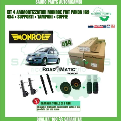 Kit 4 Amortisseurs Monroe + Butées + Supports Avant Fiat Panda (169) 4X4 - Photo 1/4