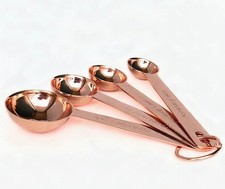 4-Piece Rose Gold Stainless Steel Measuring Spoons Set Copper Baking Kitchen