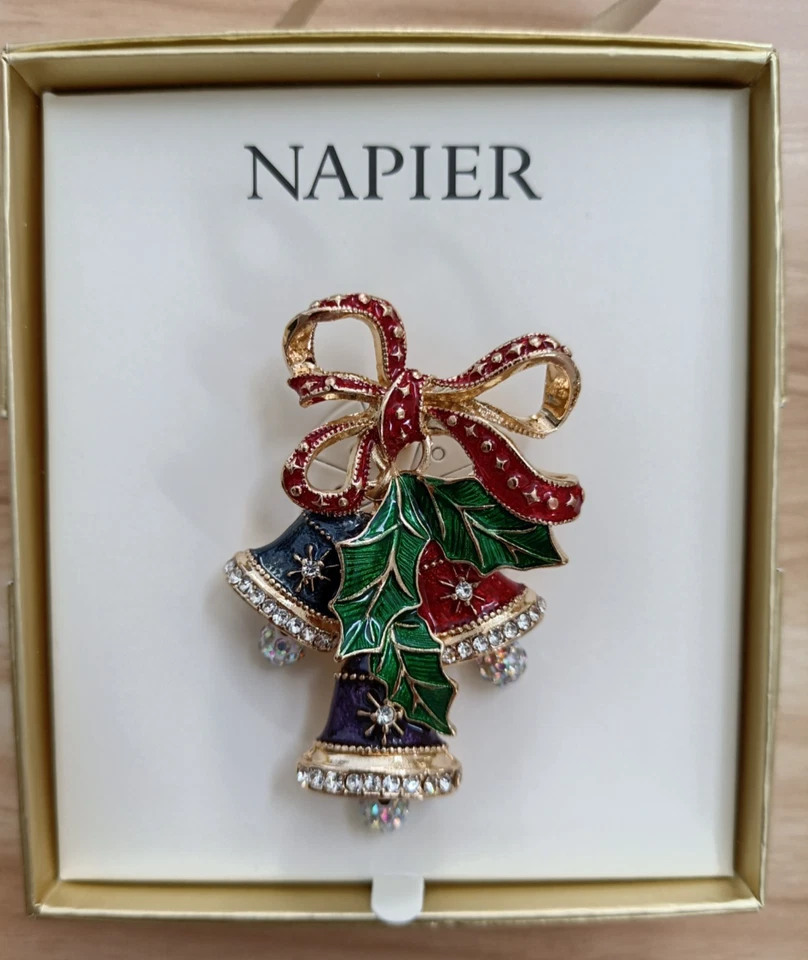 Nuevo en Caja Napier Campanas Tono Dorado Navidad Fiesta Prendedor Nuevo en Caja Foto 2 de 4
