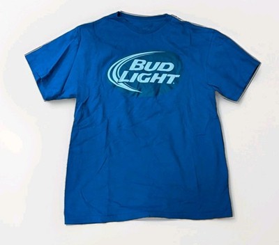Budweiser Bud Light Beer Tee Men's Large L Blue Bartenders T Shirt Retro Classic