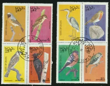 OMAN  BIRDS Set of 8 Different stamps ( 2 se-tenant Blocks of 4) CTO (SET# 2)