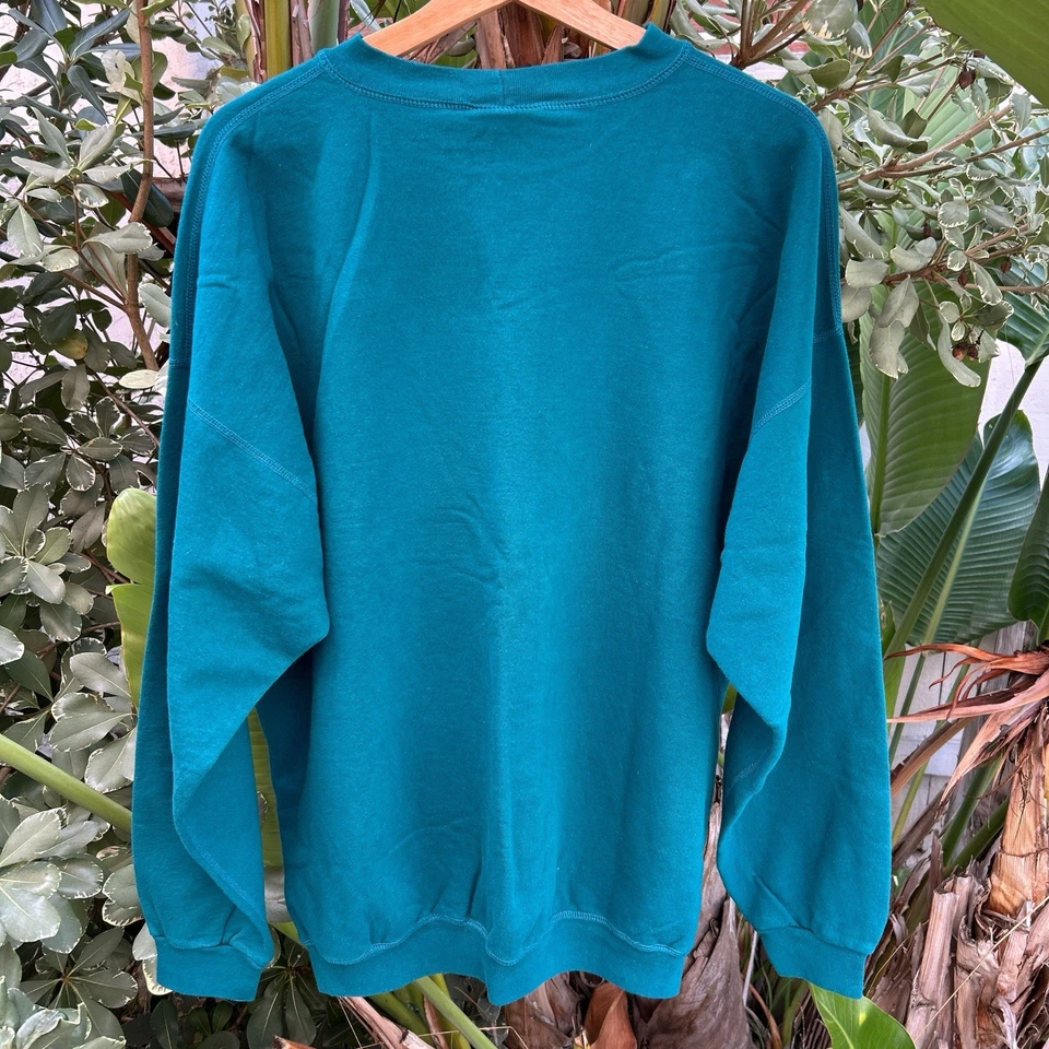 Moletom vintage década de 1990 Northern Reflections Kittens L 25x28,5 azul-petróleo - Imagem 4 de 4