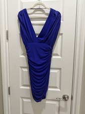 BCBGMAXAZRIA Ruched Dress (Size S) Purple Mini Cocktail