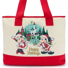 Disney Parks Mickey Mouse & Minnie Mouse Happy Holidays Tote Bag