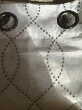 1 - Curtain panel White And Gray Sheer pattern Grommet 38"x84" NWOT