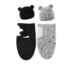 SEALED Newborn Swaddle Blanket Set W/ Hats 0-3M  Adjustable  2 Pack