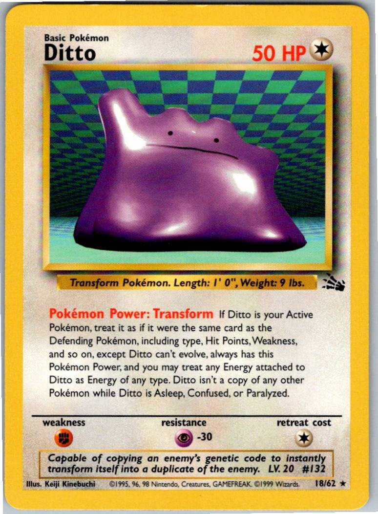 Ditto (18) Rare Fossil 18/62 NM