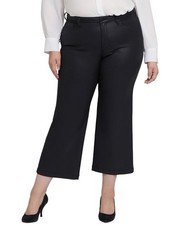 Nydj Plus Teresa Black Coated Wide Leg Jean Women's