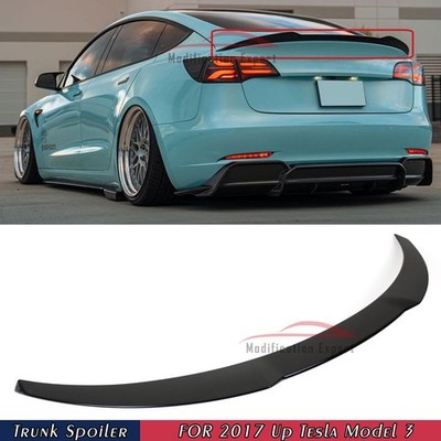 For 2017-2023 Tesla Model 3 Glossy Black V M4 Style Highkick Trunk Spoiler Wing