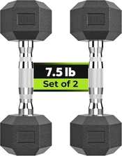 Hex Dumbbell Set, 2.5-65 Lb Rubber Encased Exercise & Fitness Dumbbells, Weights