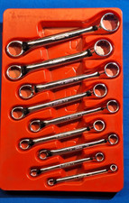 1983 Old Logo Snap-on XS609 9pc SAE 10° Offset Box Wrench Set w/tray 13/16-3/16