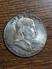 1955 Franklin Half Dollar – 90% Silver – Low Mintage Toned Reverse