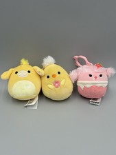 Squishmallows Clip On Plush Lot Of 3 Triston Chick, Gavyn Donkey, Chloe Poodle