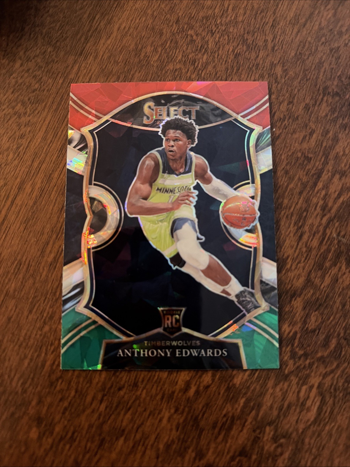 2020-21 Panini Select - Concourse Anthony Edwards #61 Red White Green Cracked...