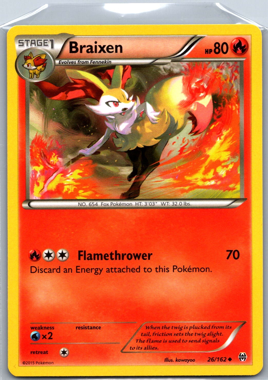 Braixen 26/162 -XY - BREAKthrough Uncommon NM