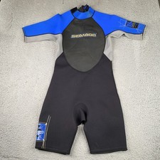 Sea Doo BRP Shorty Wetsuit Men Medium Blue Neoprene Short Sleeve Flex Swimwear