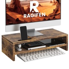 Wood Monitor Stand for Desk, 2 Tier Anti-slip Monitor Riser for Desktop with ...