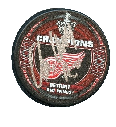 AARON DOWNEY SIGNED DETROIT RED WINGS 2008 STANLEY CUP CHAMPIONS PUCK w/ COA