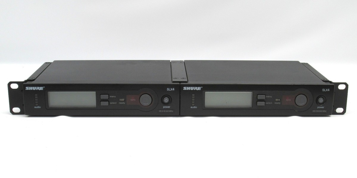 2x Rackmount Shure SLX4 H5 518-542 MHz Wireless Microphone