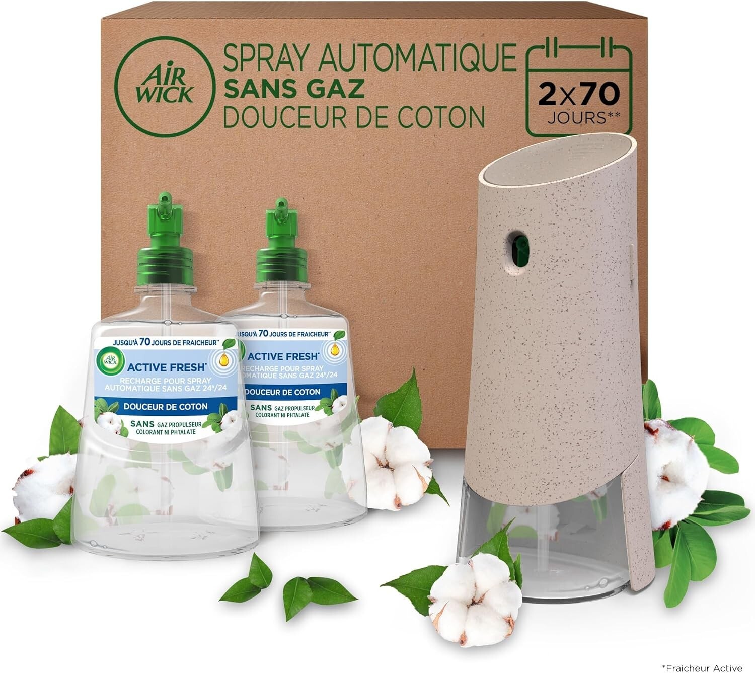 Désodorisant maison automatique avec spray sans gaz Active Fresh pour salon et WC