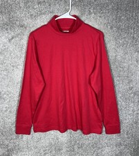 Lands End Relaxed Fit Mock Neck Top Womens Size Large 14-16 Red Long Sleeve NWT