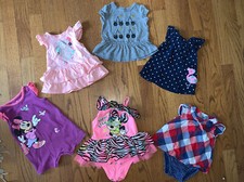 DISNEY STORE Minnie Mouse Bathing Suit Tops Outfits 0-3 Months Lot 6    tb5m36