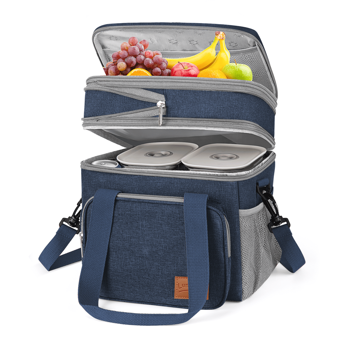 Insulated Lunch Bag, 17L Expandable Double Deck Lunch Tote Bag for