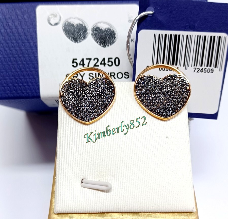 Swarovski Heart Ginger Stud Pierced Earrings ROS Crystal Authentic