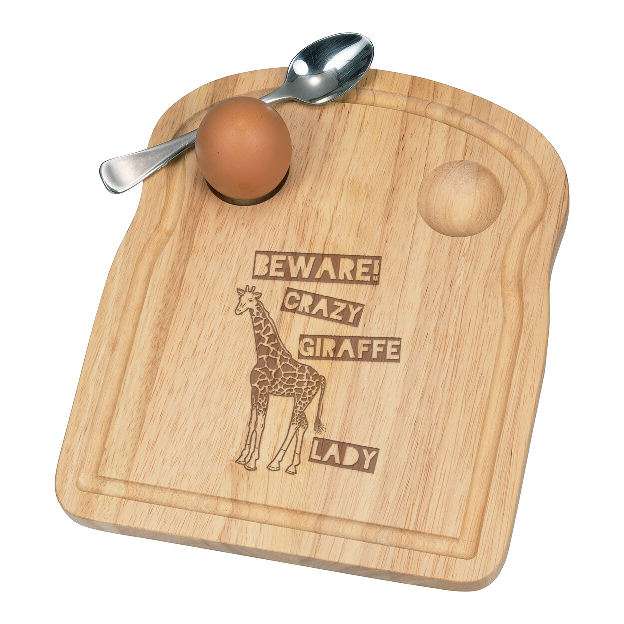 Beware Crazy Giraffe Lady Breakfast Dippy Egg Cup Board Funny Animal