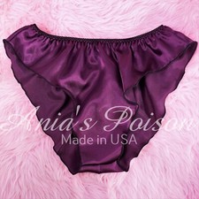 VTG style Glossy Satin Magenta Purple Shiny high cut flutter sissy tap panties