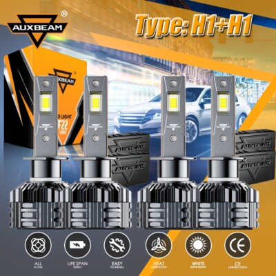 AUXBEAM H1+H1 240W 48000LM LED Headlight Bulbs High Low Beam 6500K Canbus Bright