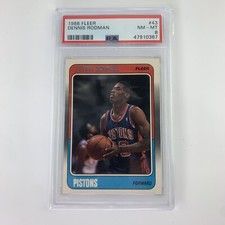Dennis Rodman 1988 Fleer RC Rookie Card 1988-89 # 43 HOF Pistons Bulls PSA 8