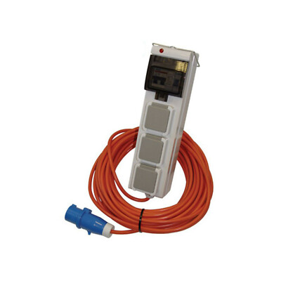 MOBILES NETZANSCHLUSS NETZTEIL 15 METER mit RCD + 3 STECKDOSEN Campingplatz Wohnwagen