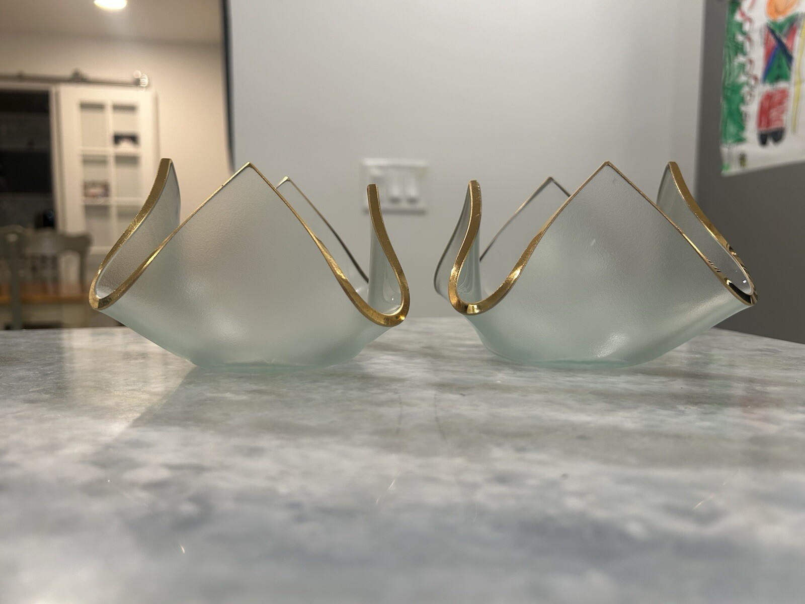 Annieglass Handkerchief Votive – Gold. Selling As A Set For Less Than Half! 