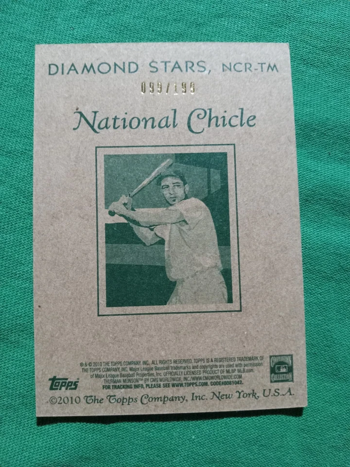 Thurman Munson 2010 Topps National Chicle Pinstriped G U Jersey Card Yankees - Image 2 of 2