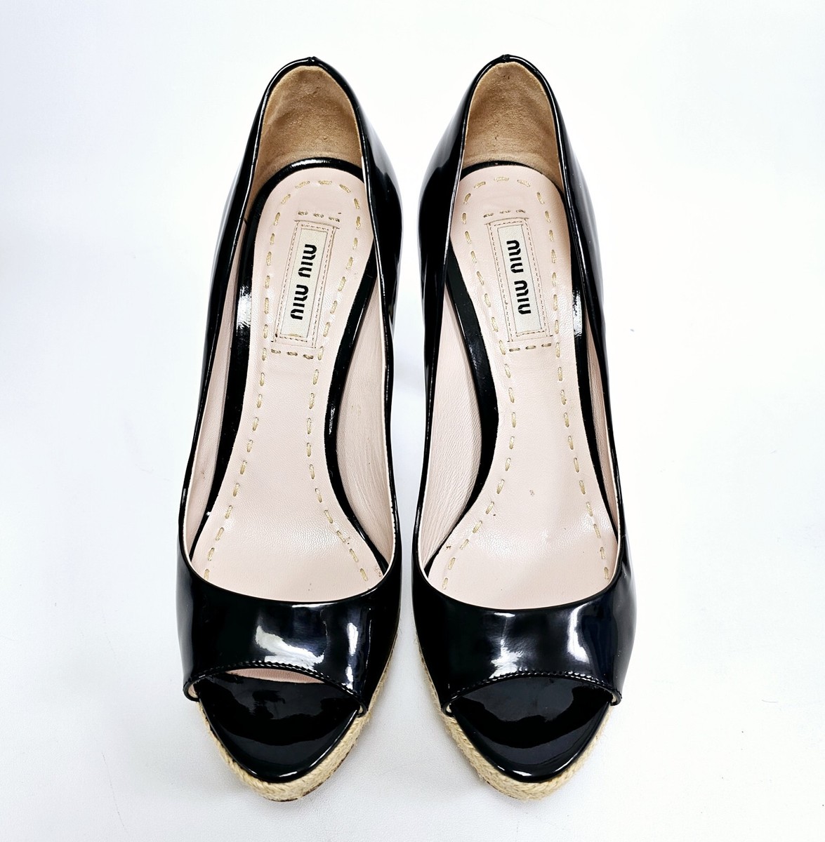Miu Miu Size EU 35.5 US 5.5 Women's Black Patent Leather Espadrill