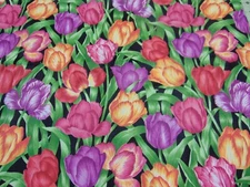 2005 Cranston Cotton Fabric Floral Tulip Flowers All Over Floral Print 1yd x 44"