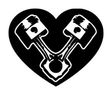 Heart Pistons Decal 1 4.5"x5.5" Choose Color