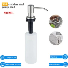 Soap Dispenser Stainless Steel Kitchen Sink Bath Hands Liquid Pump Bottle 500ML