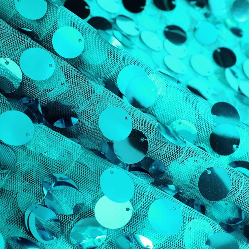 Turquoise Rectangular 90x156" Large Payette Sequin Tablecloth Wedding Catering - Picture 5 of 8