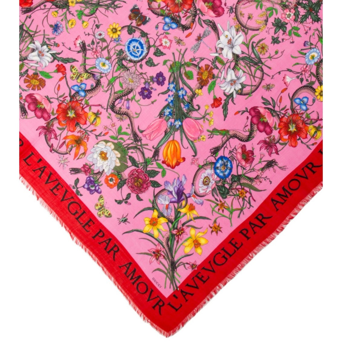 GUCCI L'AVEUGLE PAR AMOUR SNAKE FLORA PRINT SILK WOOL 