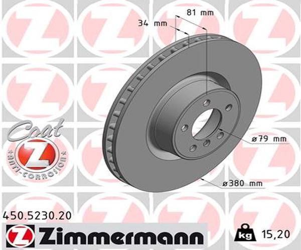 Zimmermann 2X Bremsscheibe Vorne Ø380 InnenbelüFtet FüR Land Rover Range LM 4.4-image