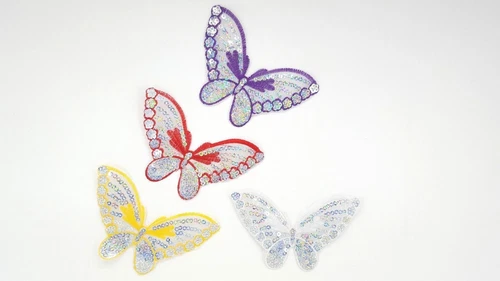 Butterfly Shiny Sequin Applique Patch Decoration Trim Iron On Sew Motif Hot Fix