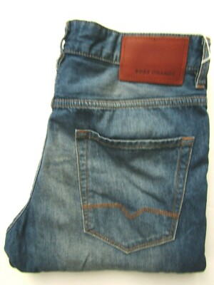 Hugo Boss Orange 25 Regular Straight Herren Jeans W32 L30 Mid Blue Denim LEVC101