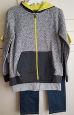 DKNY Toddler Boys Size 6 Jeans Sweater and TShirt Grey Black Yellow Outfit Set