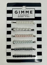  NEW Gimme Elegant Bobby Pins Set of 6 Assorted Pearlescent Colors 2 Inch