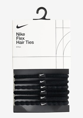 Nike Unisex Flex Hair Ties 6PK Band Headband Black Running Hair