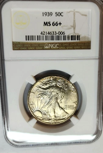 Choice 1939 Liberty Walking Half Dollar NGC - MS-66+ - High Grade Beauty !!!